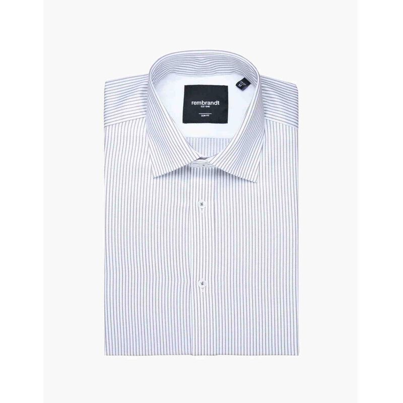 Rembrandt London White & Grey Herringbone Stripe Shirt image number 1